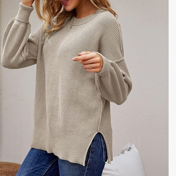 New crewneck slouchy knit pullover sweater top - Picture 2 of 9